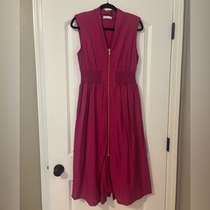 Nine West Fuchsia Zip-Front Midi Dress